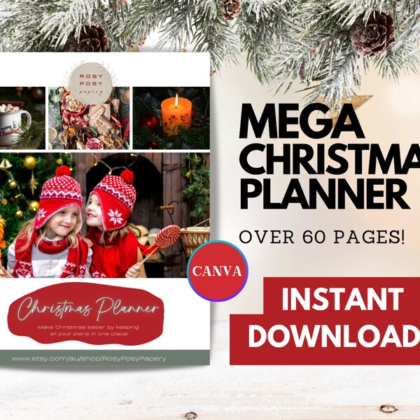 Mega Christmas Planner, INSTANT DOWNLOAD, Traditional Holiday Organizer, Christmas Budget Tracker, Xmas Party Planner, Ultimate Christmas