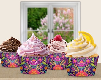 Cupcake Wrappers, INSTANT DOWNLOAD, party decor, purple cupcake wrappers, Birthday Party Decor, Decorations, Cupcakes, Cupcake papers