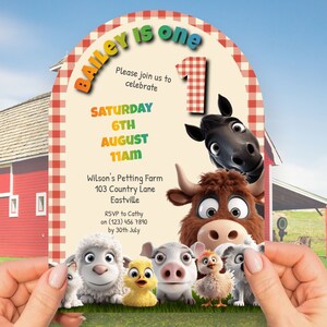 farm animal first birthday invite, NSTANT DOWNLOAD, baby boy 1st birthday, farm invitation, cute animals invite, Barnyard invite
