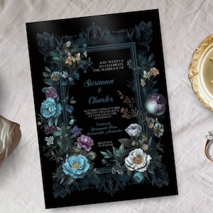 Victorian wedding invitation, INSTANT DOWNLOAD, Vintage floral invite, botanical, regency, baroque, A Midsummer Night&#39;s Dream, whimsical