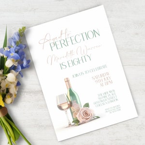Editable Aged to Perfection Invitation, INSTANT DOWNLOAD, Wine Birthday Invitation, Winery Invitation, Fine Like Wine, Woman 80th Birthday
