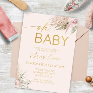 Minimal Baby Shower Invitation, INSTANT DOWNLOAD, Oh baby, baby shower invitation, boho baby shower invite, baby girl shower, #MBGP01