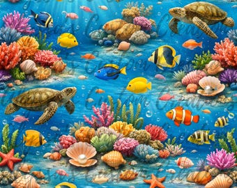 Naadloze Under the Sea-print: digitaal bestand