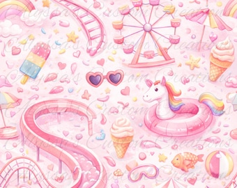 Naadloze Pink Summer Vibes-print: digitaal bestand