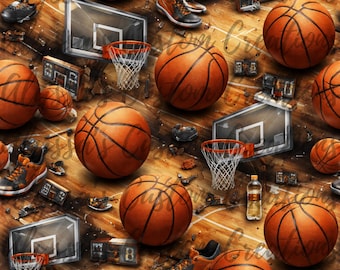 Naadloze basketbalprint: digitaal bestand