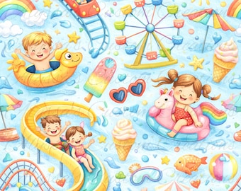 Naadloze print Blue Summer Vibes: digitaal bestand