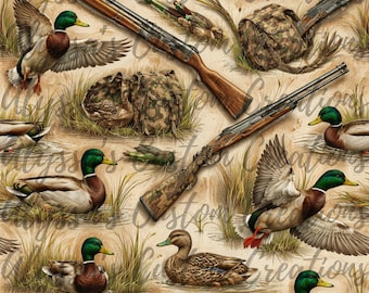 Naadloze print op Mallard Duck Hunting: digitaal bestand