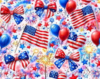 Naadloze print rood, wit en strikken Fourth of July: digitaal bestand