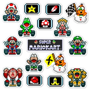 Super Mario Kart Sticker Set (16 Pieces)