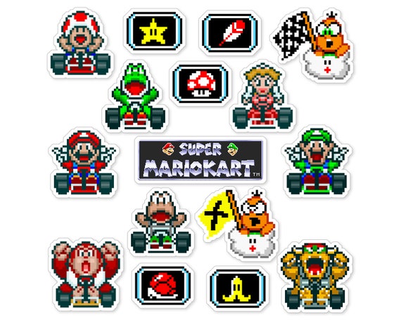 Super Mario Kart Sticker Set 16 Pieces 