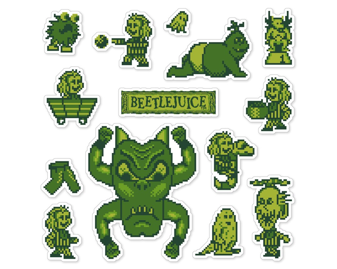 Beetlejuice Game Boy Original Green Screen Sticker Set 14 Pieces Etsy