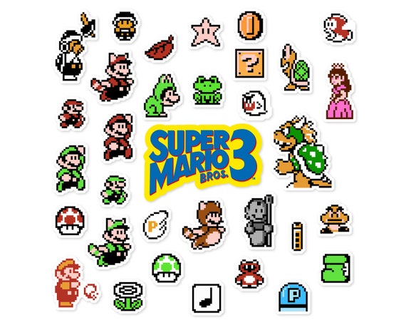 Super Mario Bros. 3 NES Sticker Set (33 Pieces)