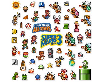 Super Mario Bros. 3 Super Mario All-Stars SNES Sticker Set (53 Pieces)