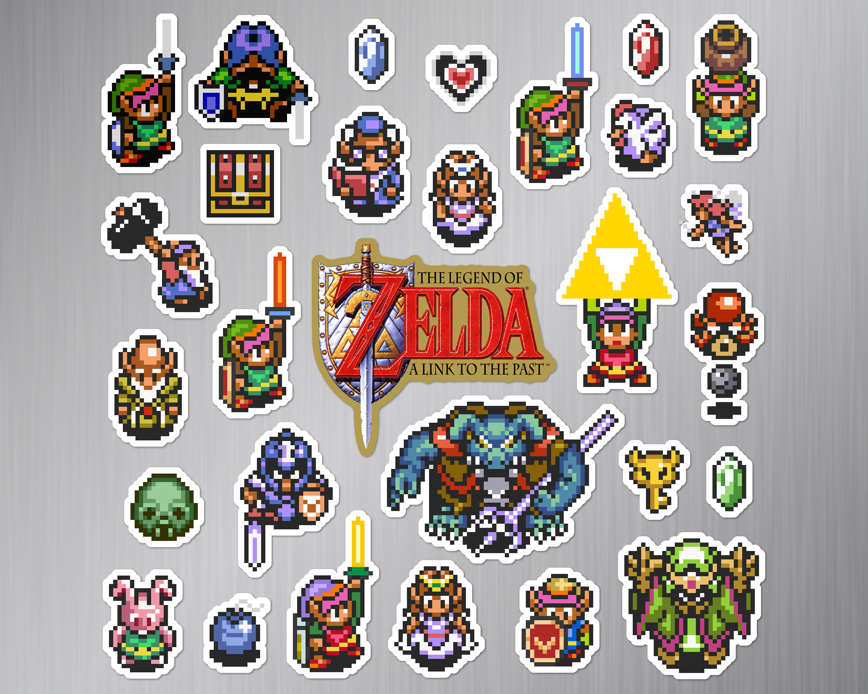 Legend of Zelda Link pixelated illustration, The Legend of Zelda