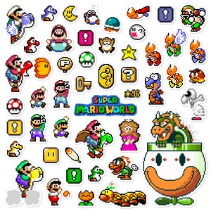 Super Mario World Sticker Set 48 Pieces - Etsy