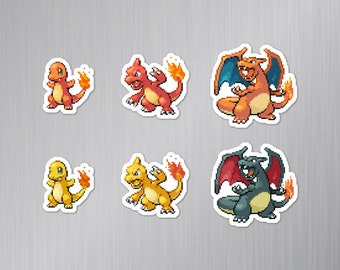 Charmander Charmeleon Charizard Evolution Line Ensemble d'aimants Pokémon feuille rouge feu vert (6 pièces)