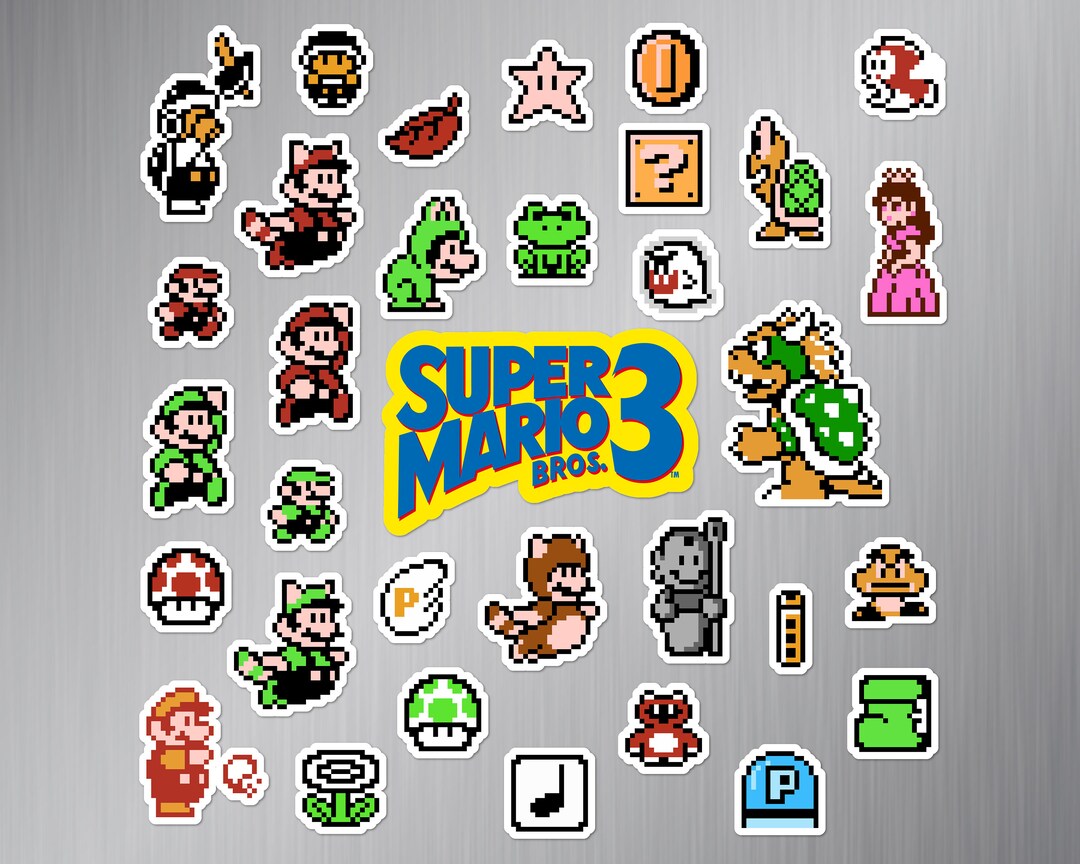 Super Mario Bros. 3 Super Mario All-Stars SNES Sticker Set (34 Pieces)