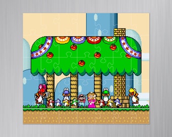 Super Mario World Ending Magnet 7.5" x 8.5" Jigsaw Puzzle (35 Pieces)