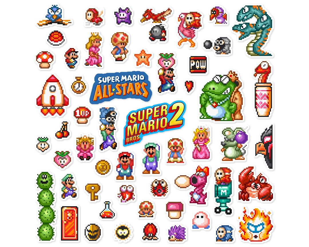 Super Mario Bros. 3 Super Mario All-Stars SNES Sticker Set (34 Pieces)