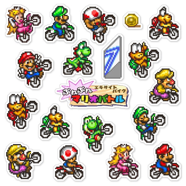 Excitebike Bun Bun Mario Battle Sticker Set (19 Pieces)