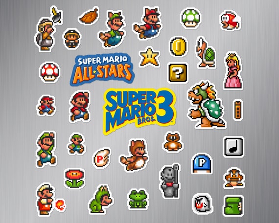 Super Mario Bros. 3 Super Mario All-Stars SNES Sticker Set (34 Pieces)