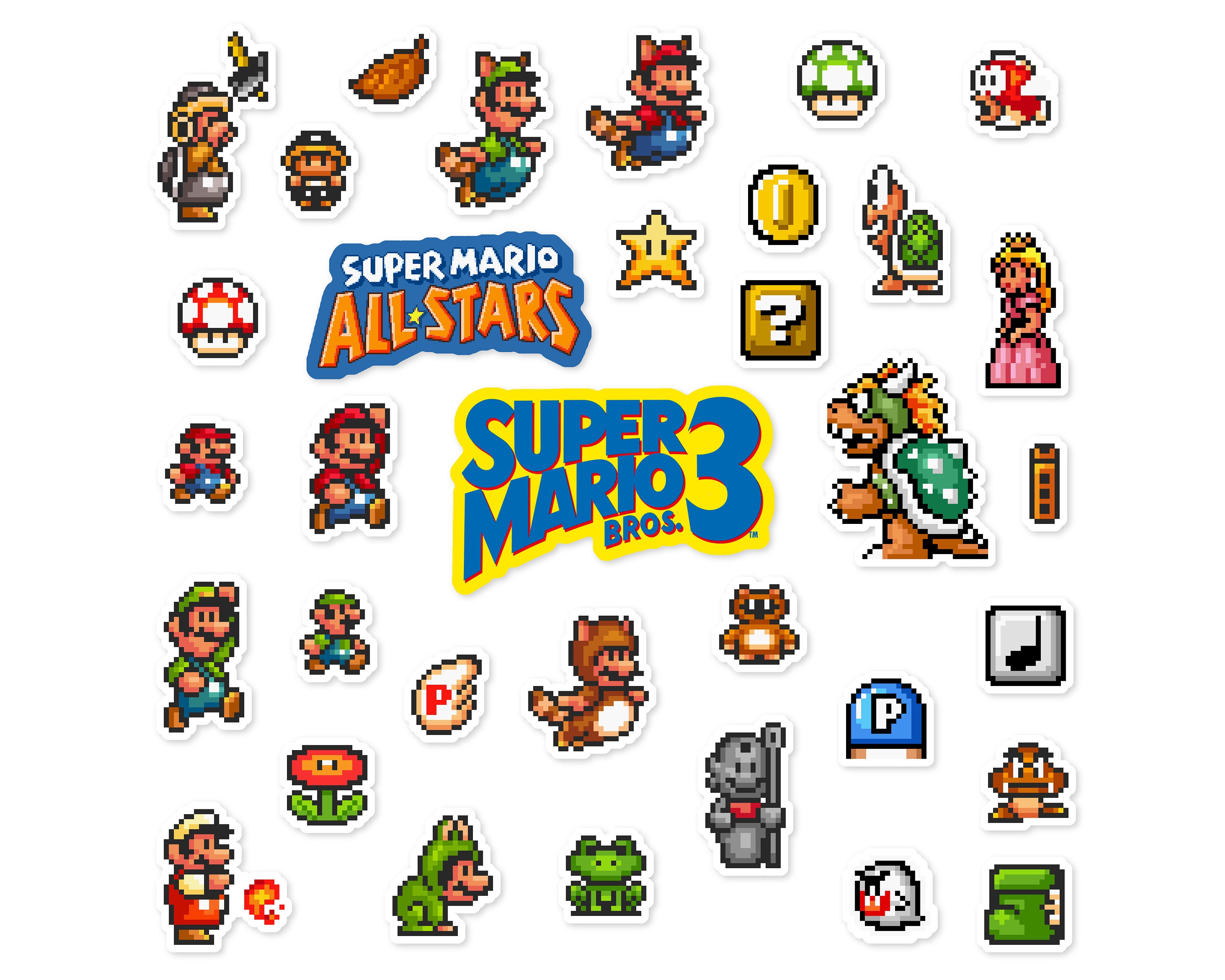 Puerto marítimo pestaña De tormenta Super Mario Bros. 3 Super Mario All-stars SNES Sticker Set 34 - Etsy
