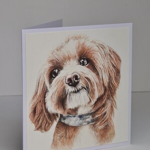 Cartão-presente artístico - Impressão de desenho de cachorro Cockapoo - Cartão-presente feito à mão