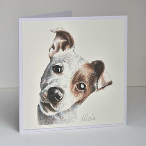 Kunst Geschenkkarte - Jack Russel Hund Zeichnung Druck - Handgemachte Geschenkkarte