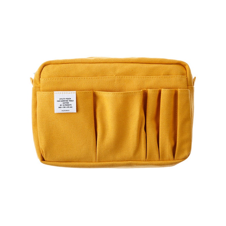 Delfonics Utility Carrying Pouch Inner Stud Medium Small Size/ 15 Pockets / Inner Carrying / A5 Size Yellow