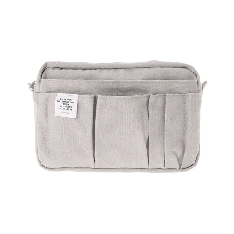 Delfonics Utility Carrying Pouch Inner Stud Medium Small Size/ 15 Pockets / Inner Carrying / A5 Size Gray