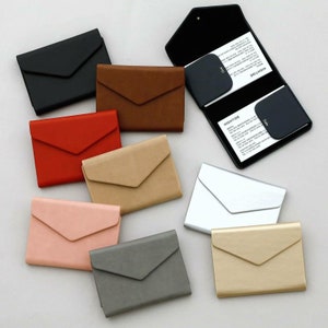 Minimalist Double Flap Card Holder, Leather Magnetic Business Card Holder