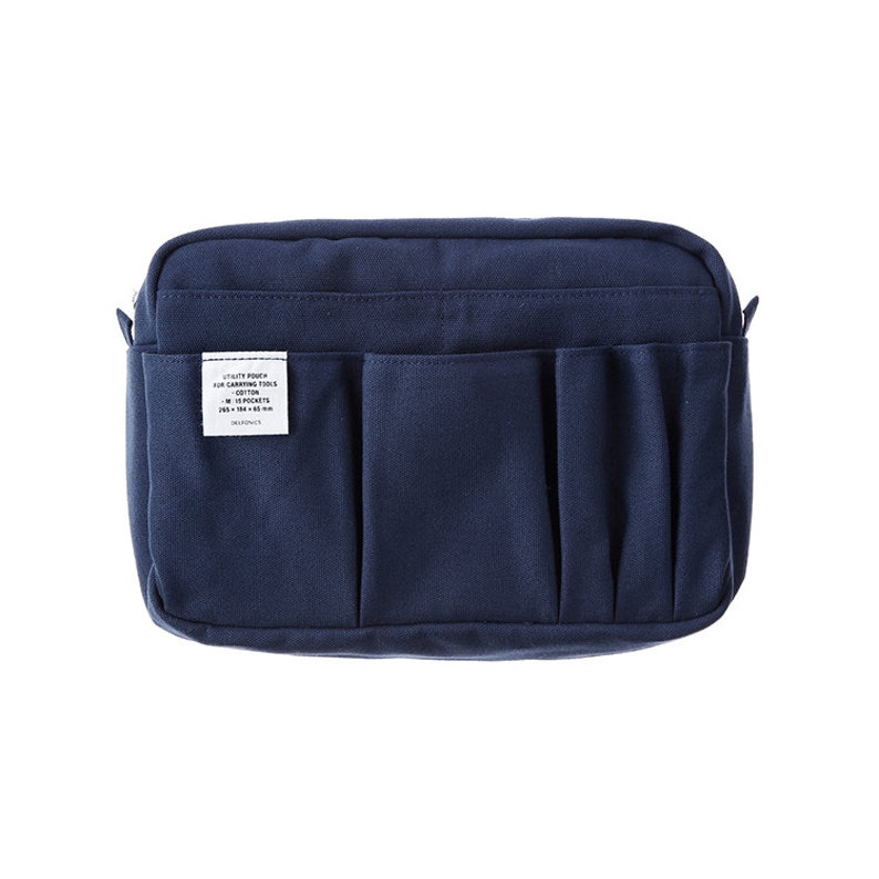 Delfonics Utility Carrying Pouch Inner Stud Medium Small Size/ 15 Pockets / Inner Carrying / A5 Size Dark Blue