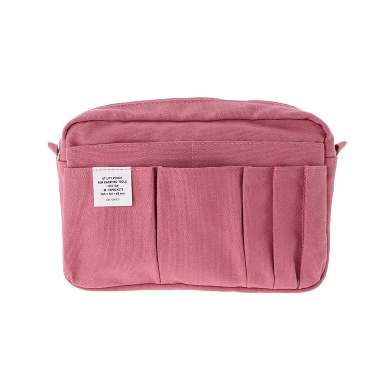 Delfonics Utility Carrying Pouch Inner Stud Medium Small Size/ 15 Pockets / Inner Carrying / A5 Size Pink