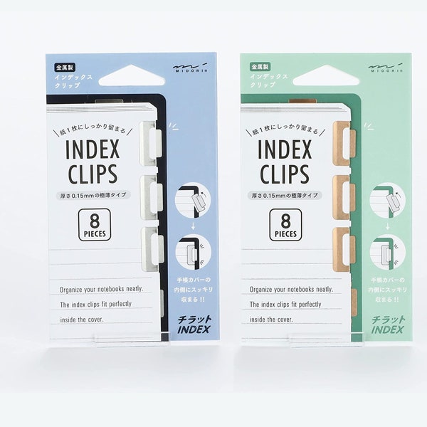 Midori Chiratto Indexklammern in silber und orange, Simple Book, Planner und Journal Marker, Lesezeichen für Scrapbooking