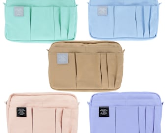 Delfonics Utility Carrying Pouch Inner Medium Size Pastel Color/ 15 Pockets / Inner Carrying / Light Blue Powder Pink