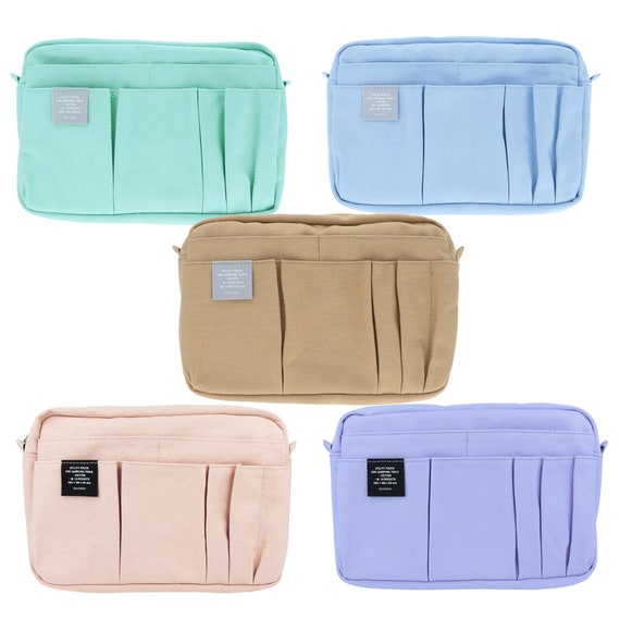 Delfonics Utility Carrying Pouch Inner Medium Size Pastel Color/ 15 Pockets  / Inner Carrying / Light Blue Powder Pink 