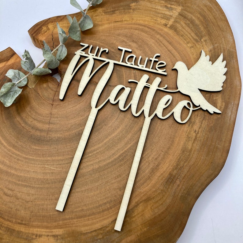 Cake Topper Taufe personalisiert Caketopper Name Tortenstecker zur Taufe Tischdeko Taufe Bild 6