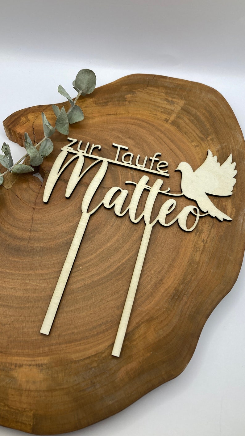 Cake Topper Taufe personalisiert Caketopper Name Tortenstecker zur Taufe Tischdeko Taufe Bild 9