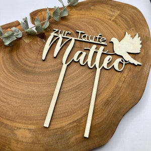 Cake Topper Taufe personalisiert Caketopper Name Tortenstecker zur Taufe Tischdeko Taufe Bild 2