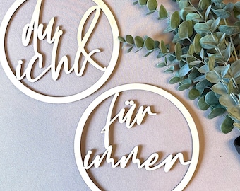 Du & Ich für immer Ringe - Stuhlschilder Hochzeit Brautpaar – Set Stuhldeko Hochzeit - Hochzeitstischdeko Loops - Dekoringe Brauttisch