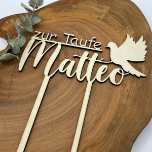 Cake Topper Taufe personalisiert Caketopper Name Tortenstecker zur Taufe Tischdeko Taufe Bild 8