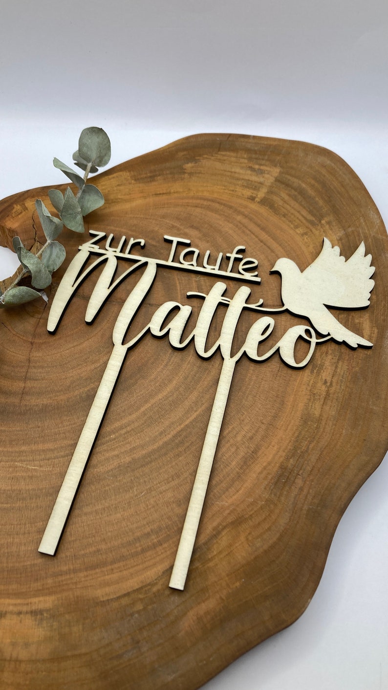 Cake Topper Taufe personalisiert Caketopper Name Tortenstecker zur Taufe Tischdeko Taufe Bild 8