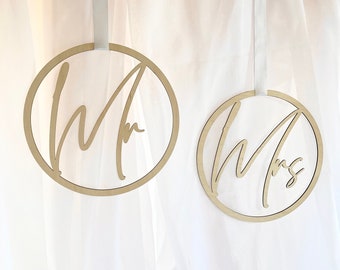 Mr & Mrs. Rings - Panneaux de chaise de mariage pour les mariés - Ensemble de décorations de chaise de mariage - Boucles de décoration de table de mariage - Anneaux décoratifs pour table de mariée