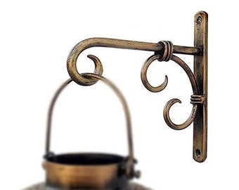 Golden Antique Wall Bracket for Bird Feeders & Houses Planters Lanterns Wind Chimes Hanging Baskets and for holders (golden - 1 PIECE)