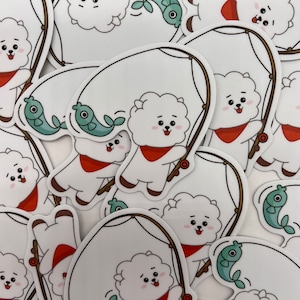 BTS BT21 にインスパイアされたステッカー/バンタン/RJ l ジンアルパカ l シーフード l 釣り l ソクジン l スーパーツナ l ビニールステッカー防水