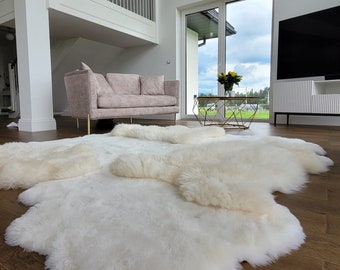 Genuine Natural Sheepskin Cream White Very Soft Carpet Rug Pelt Designer Sheepkin Rug