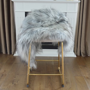 Natural GRAY Icelandic Genuine Sheepskin Rug, Single Pelt, Sheep Skin Rug, Sheepskin Throw