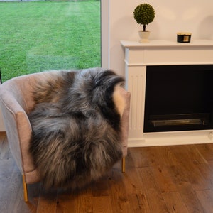 Natural Gray Icelandic Genuine Sheepskin Rug, Single Pelt, Sheep Skin Rug, Sheepskin Throw 53&quot;x33&quot;