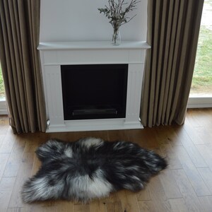 Natural Icelandic Unique Color Dark Genuine Sheepskin Rug, Single Pelt, Sheep Skin Rug, Sheepskin Throw 53&quot;x35&quot;