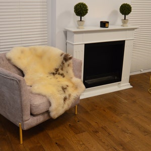 Natural Unique Color Genuine Sheepskin Rug, Single Pelt, Sheep Skin Rug, Sheepskin Throw 49&quot;x 28&quot;